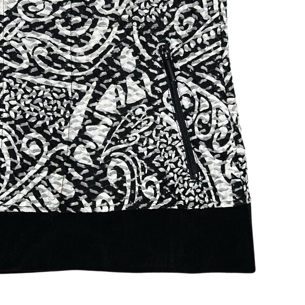 CHICO'S Jacket sz 1 (8/10) Black White Abstract Print Pockets Sporty Lightweight - Picture 7 of 9